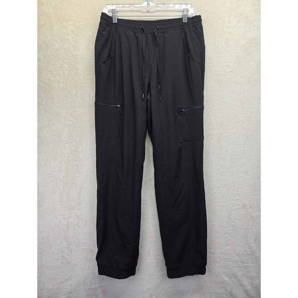 Eddie Bauer Womens Black Fleece Lined‎ Cargo Joggers Pants Size 8 Plaid Gorpcore